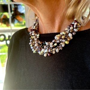 Six Strand Fresh Water Multi-color Pearl Necklace